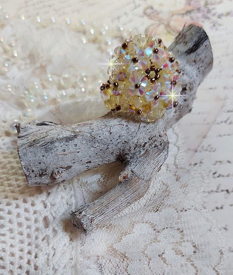 Anel Aurora com facetas e topos giratórios em cristal Swarovski
