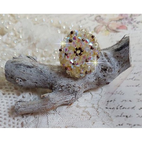 Anel Aurora com facetas e topos giratórios em cristal Swarovski