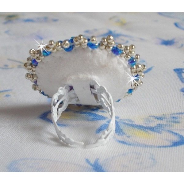 Anel Azur bordado com cristais e pérolas Swarovski