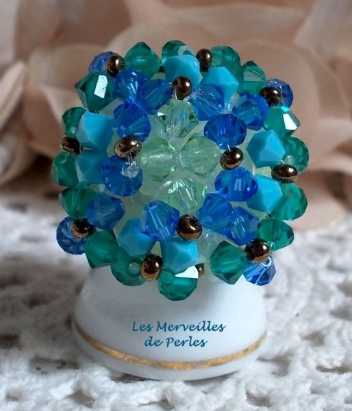 Anel aquamarine com facetas de cristal Swarovski e spinners