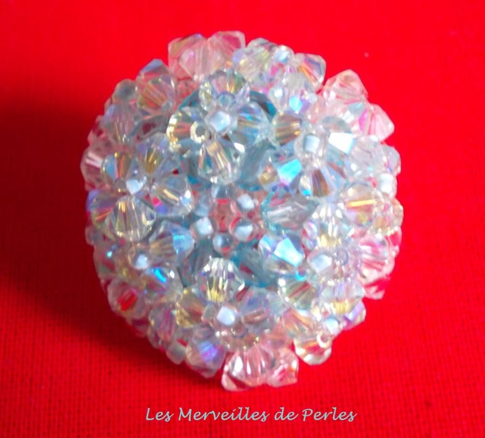 Anel Azul Cristal com Facetas de Cristal Swarovski e Facetas Giratórias