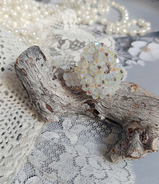 Anel de cristais com facetas de cristal Swarovski e fiadeiras