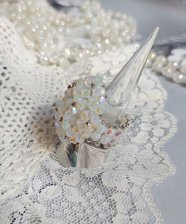 Anel de cristais com facetas de cristal Swarovski e fiadeiras