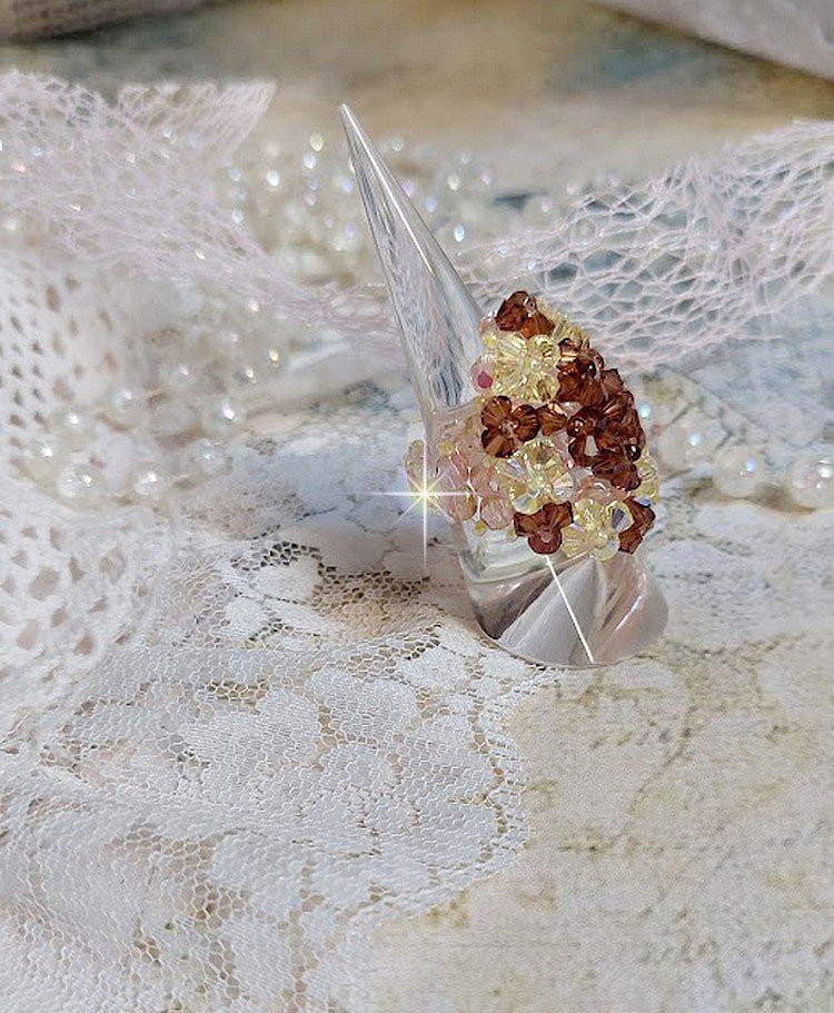 Anel Estrelar com facetas de cristal Swarovski e fiadeiras
