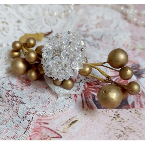 Anel de bando com facetas e pi&atilde;o em cristal Swarovski