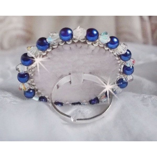 Anel do Nilo Azul bordado com lápis lazúli e cristais Swarovski