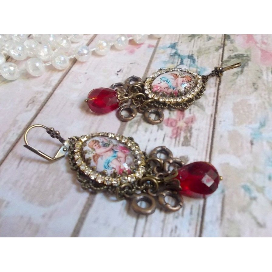 BO Petit Ange criado com lupa de cabochons Angel, cristais, encantos e pérolas de vidro