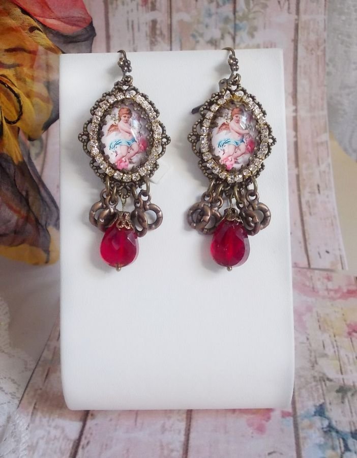 BO Petit Ange criado com lupa de cabochons Angel, cristais, encantos e pérolas de vidro