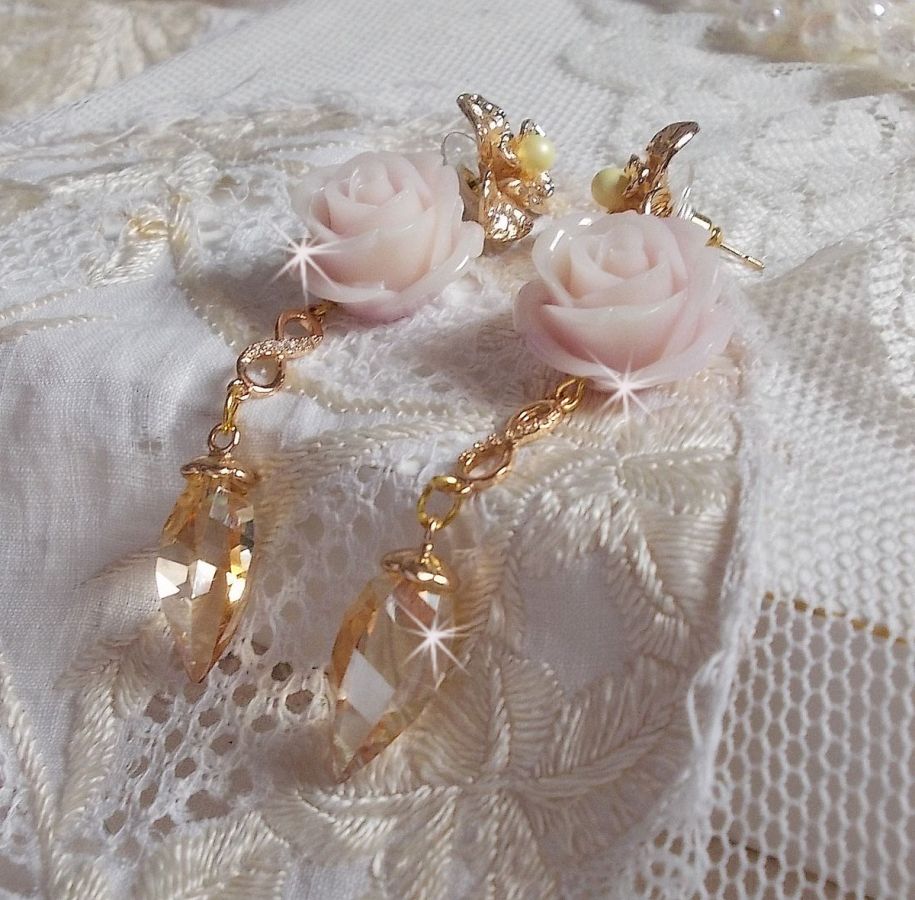 Bell'issim Violet Pink BO banhado a ouro com cristais Swarovski e Zircónio