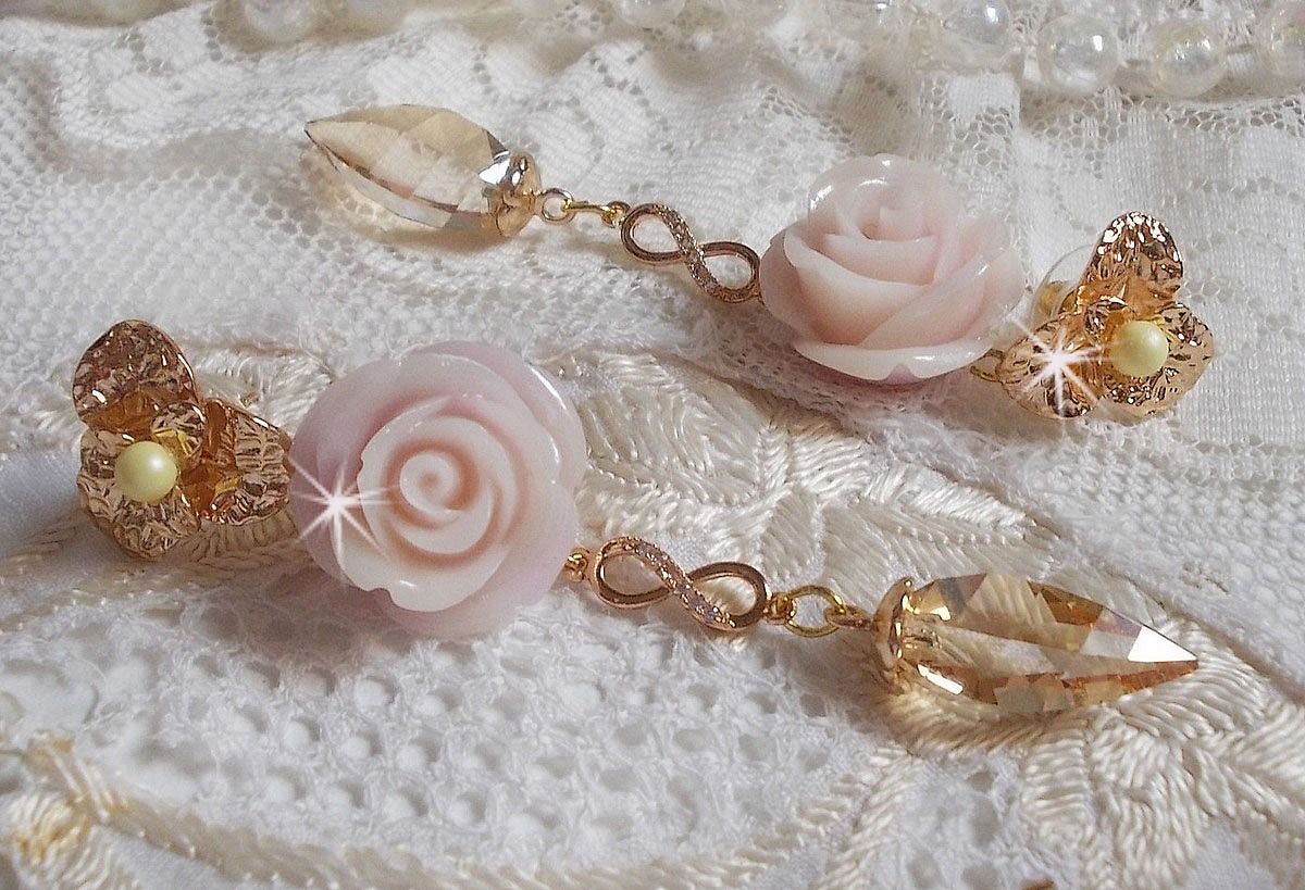 Bell'issim Violet Pink BO banhado a ouro com cristais Swarovski e Zircónio