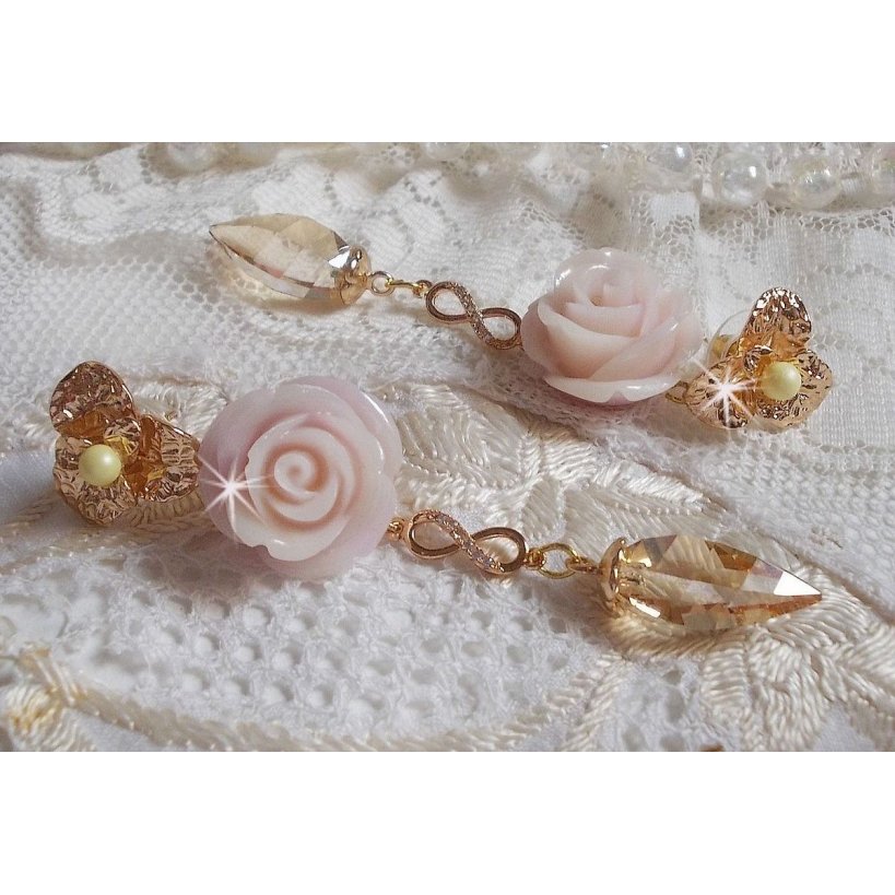 Bell'issim Violet Pink BO banhado a ouro com cristais Swarovski e Zircónio