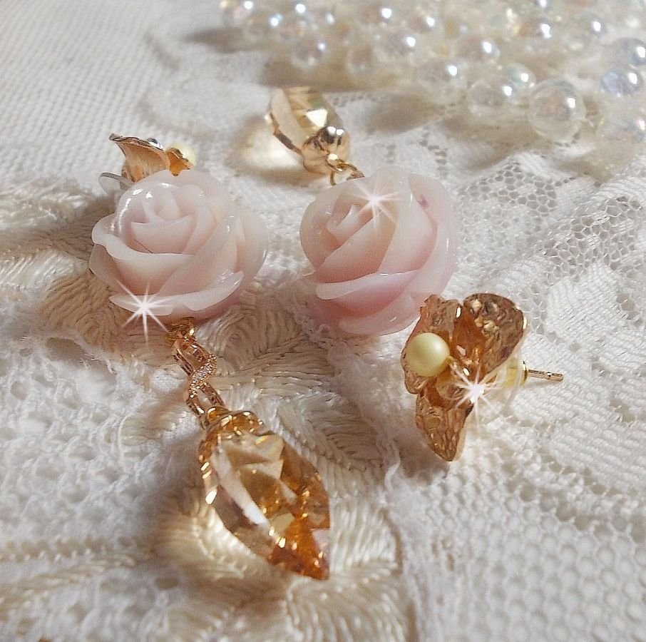 Bell'issim Violet Pink BO banhado a ouro com cristais Swarovski e Zircónio
