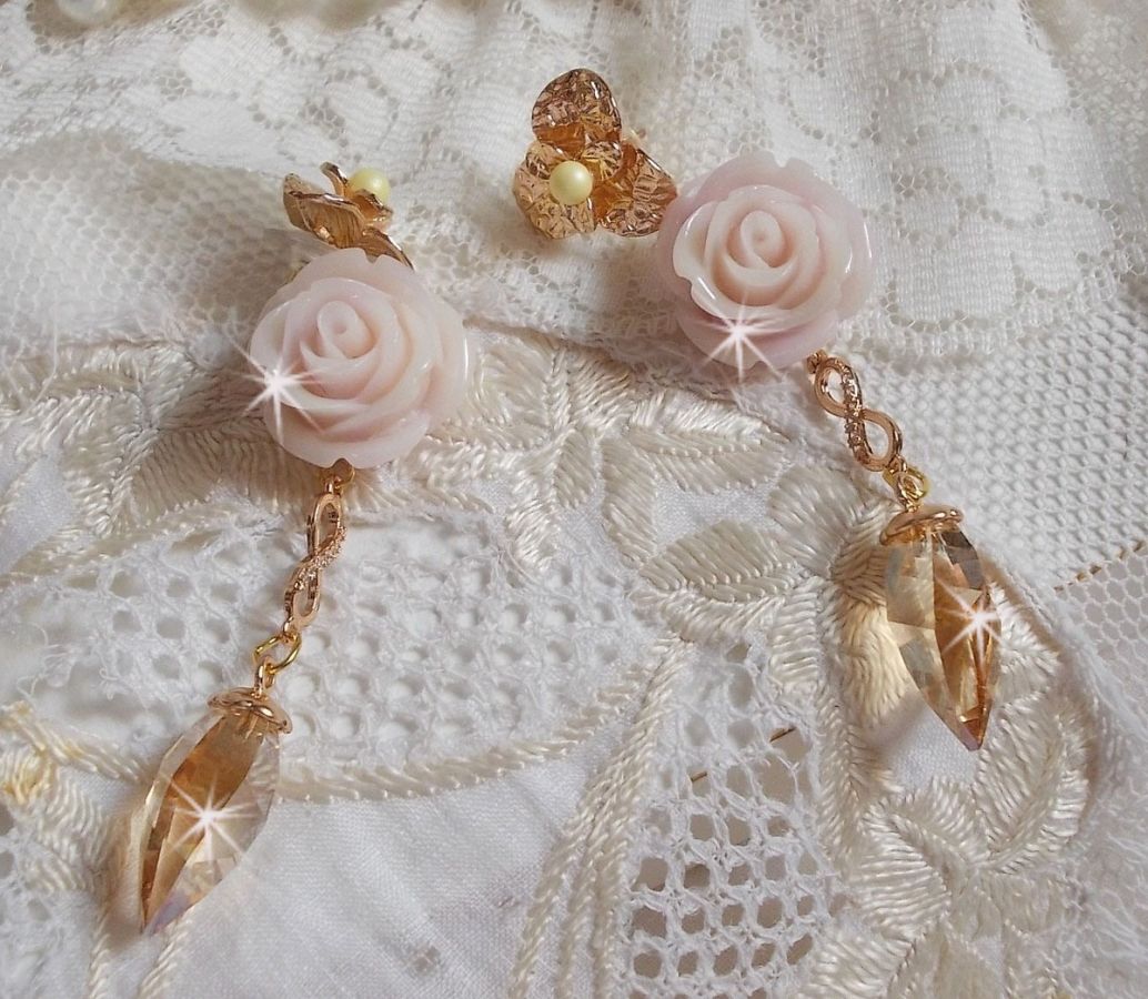 Bell'issim Violet Pink BO banhado a ouro com cristais Swarovski e Zircónio