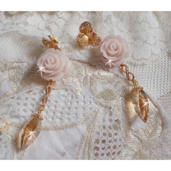 Bell'issim Violet Pink BO banhado a ouro com cristais Swarovski e Zirc&oacute;nio