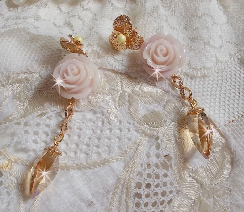 Bell'issim Violet Pink BO banhado a ouro com cristais Swarovski e Zircónio