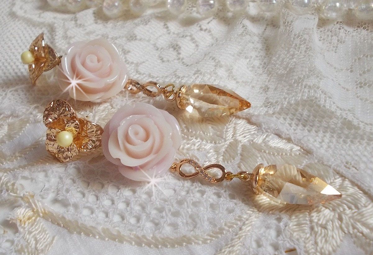 Bell'issim Violet Pink BO banhado a ouro com cristais Swarovski e Zircónio