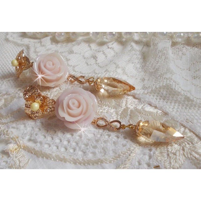 Bell'issim Violet Pink BO banhado a ouro com cristais Swarovski e Zircónio