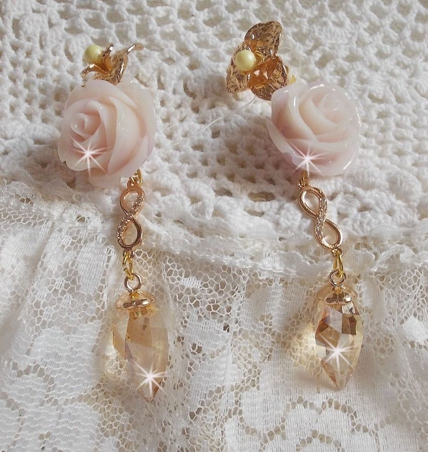 Bell'issim Violet Pink BO banhado a ouro com cristais Swarovski e Zircónio