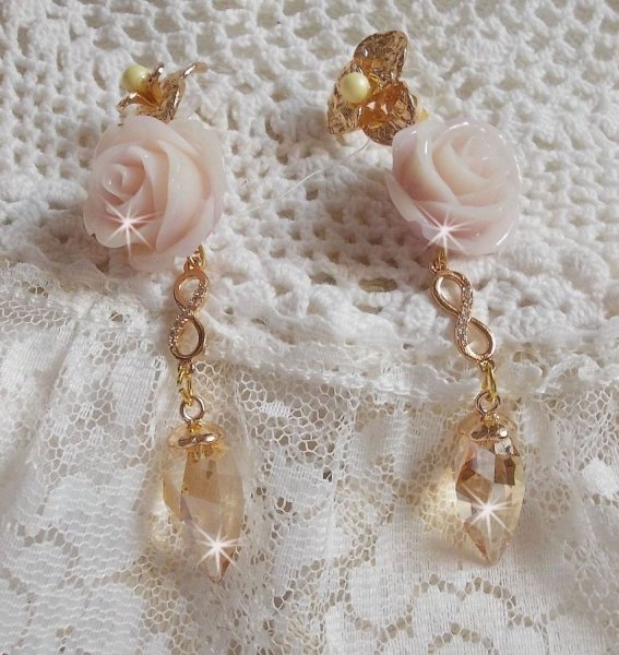 Bell'issim Violet Pink BO banhado a ouro com cristais Swarovski e Zirc&oacute;nio