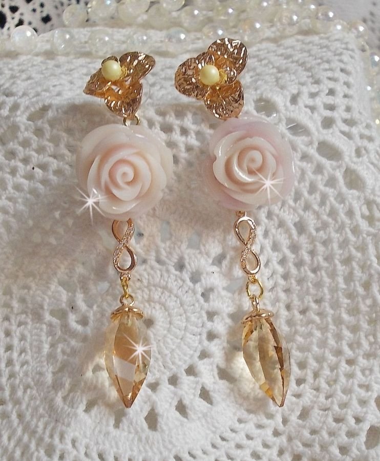 Bell'issim Violet Pink BO banhado a ouro com cristais Swarovski e Zircónio
