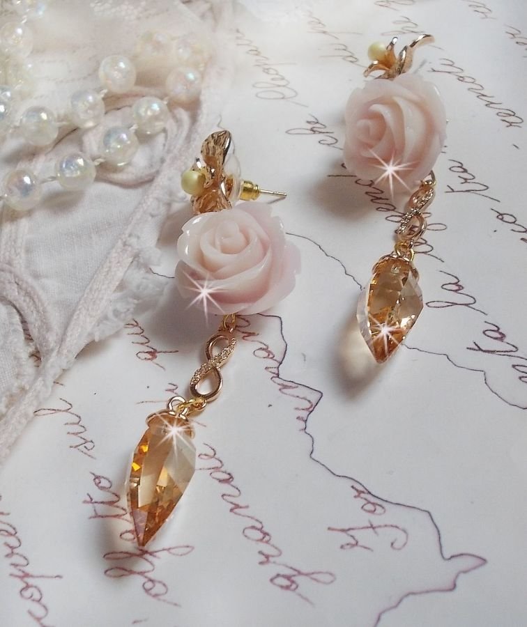 Bell'issim Violet Pink BO banhado a ouro com cristais Swarovski e Zircónio