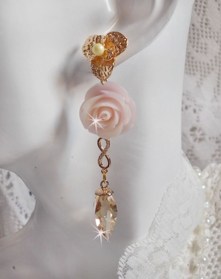 Bell'issim Violet Pink BO banhado a ouro com cristais Swarovski e Zircónio