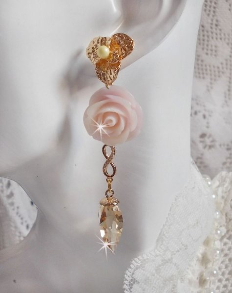 Bell'issim Violet Pink BO banhado a ouro com cristais Swarovski e Zirc&oacute;nio