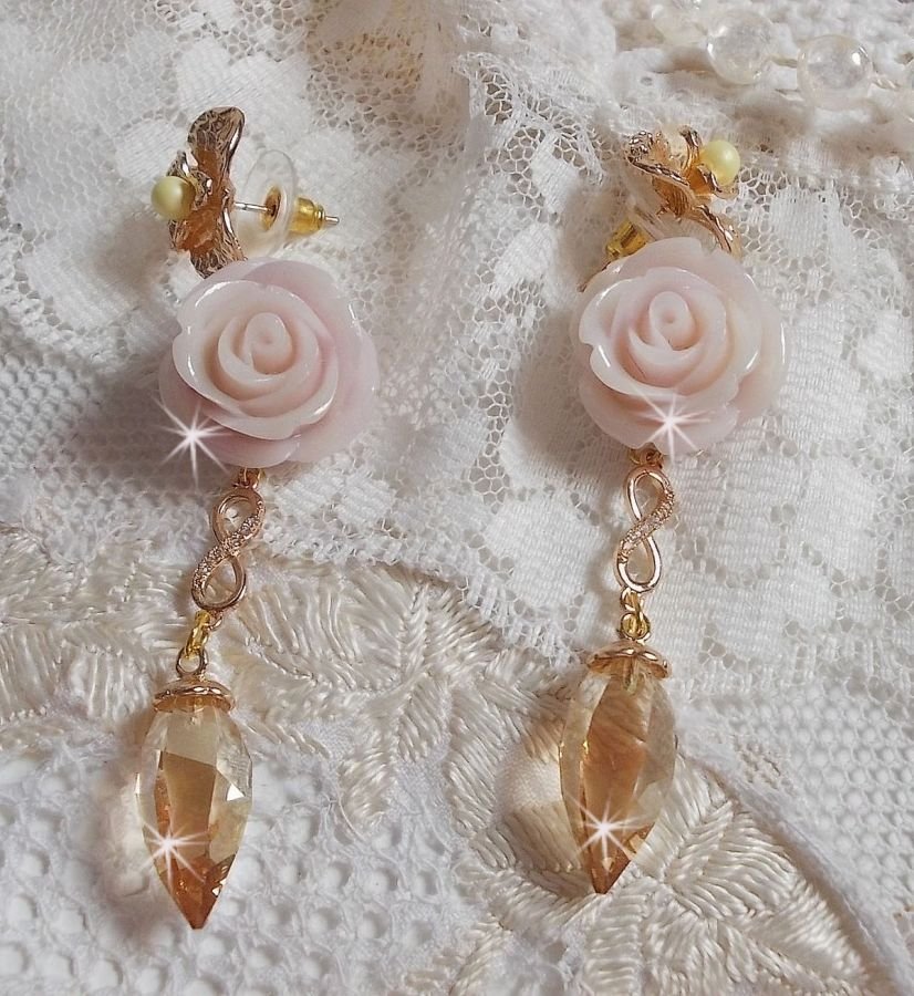 Bell'issim Violet Pink BO banhado a ouro com cristais Swarovski e Zircónio