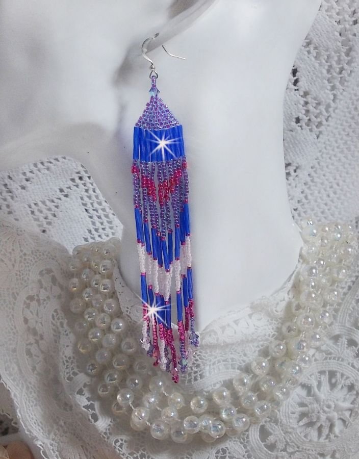 BO Constelação com cristais Swarovski, contas Miyuki e Tubos