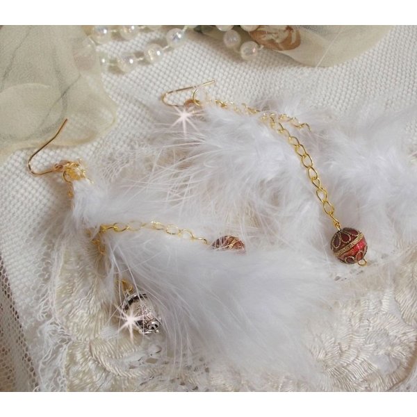 BO branco dourado macio criado com penas de &iacute;ndios bo&eacute;mios