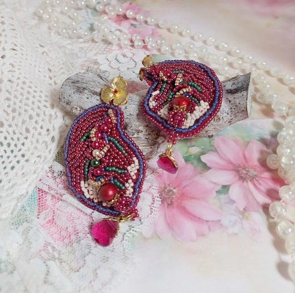 BO Enchantement d'Automne bordado com cristais Swarovski, pérolas e pérolas de sementes