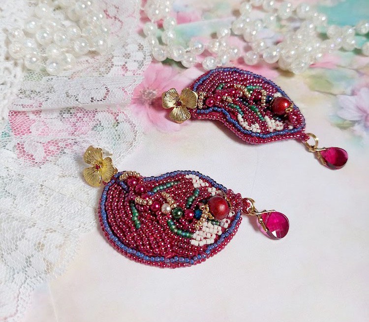 BO Enchantement d'Automne bordado com cristais Swarovski, pérolas e pérolas de sementes