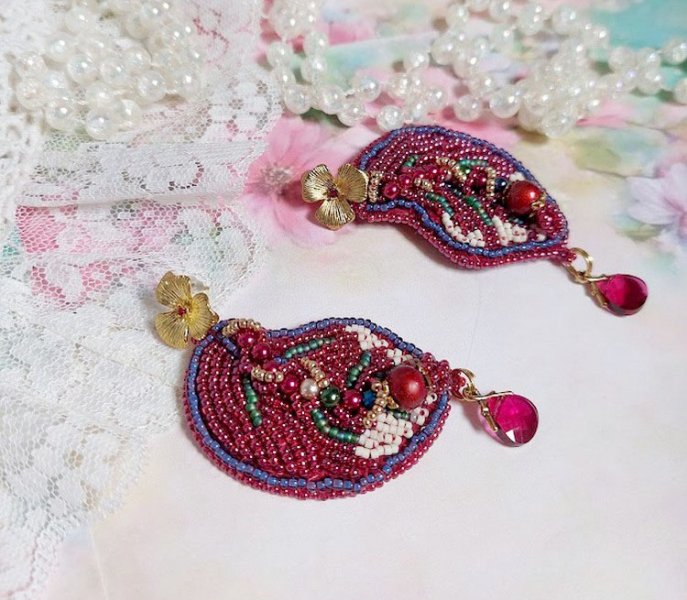 BO Enchantement d'Automne bordado com cristais Swarovski, pérolas e pérolas de sementes