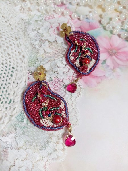 BO Enchantement d'Automne bordado com cristais Swarovski, p&eacute;rolas e p&eacute;rolas de sementes