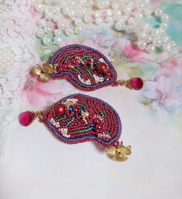 BO Enchantement d'Automne bordado com cristais Swarovski, pérolas e pérolas de sementes