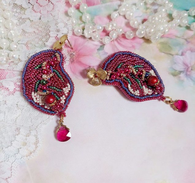 BO Enchantement d'Automne bordado com cristais Swarovski, pérolas e pérolas de sementes