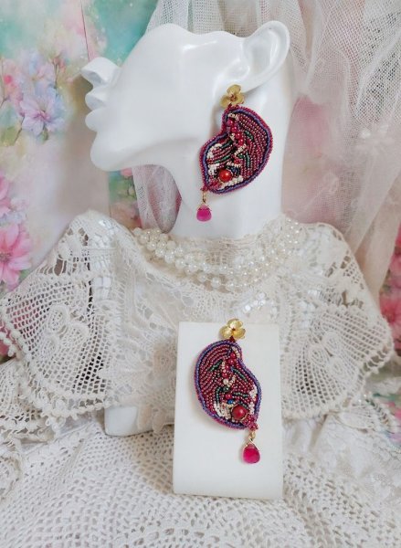 BO Enchantement d'Automne bordado com cristais Swarovski, p&eacute;rolas e p&eacute;rolas de sementes