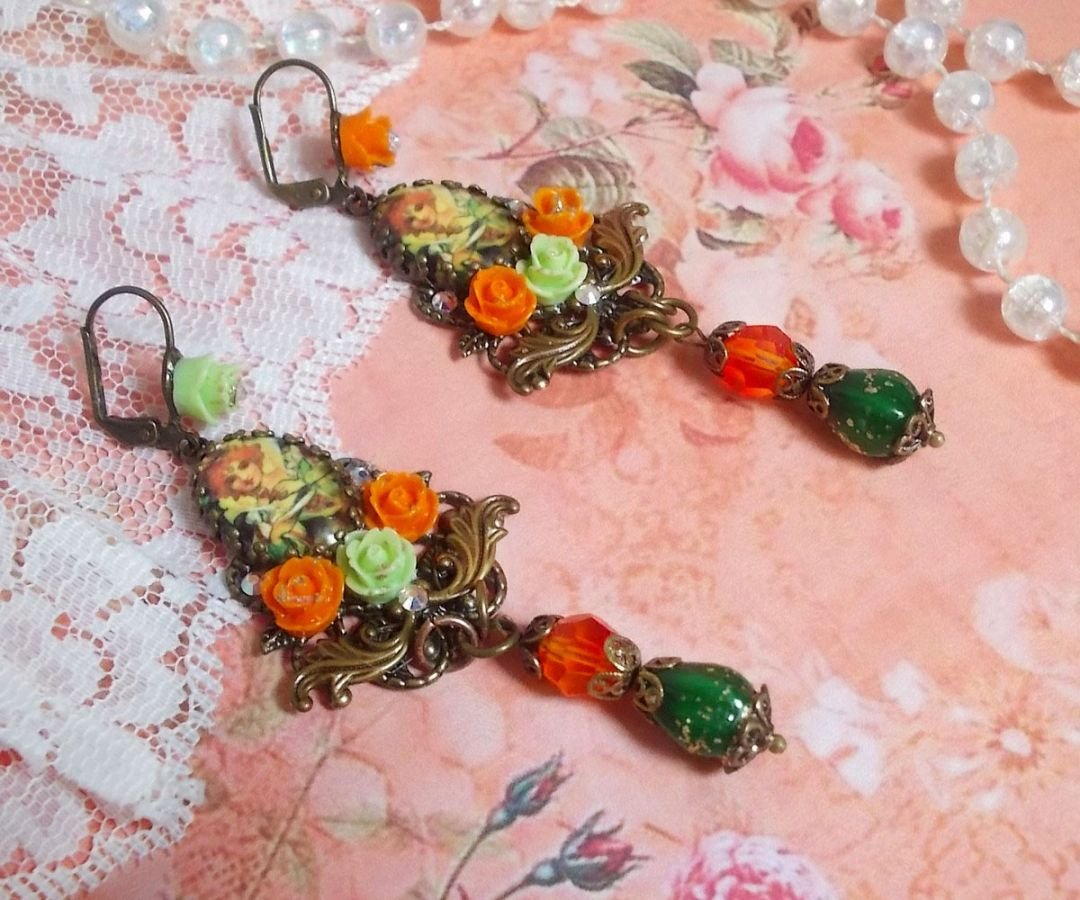 BO Fada Aloés Abóbora criada com cabochons de lupa, rosas de resina e cristais