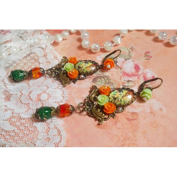BO Fada Aloés Abóbora criada com cabochons de lupa, rosas de resina e cristais