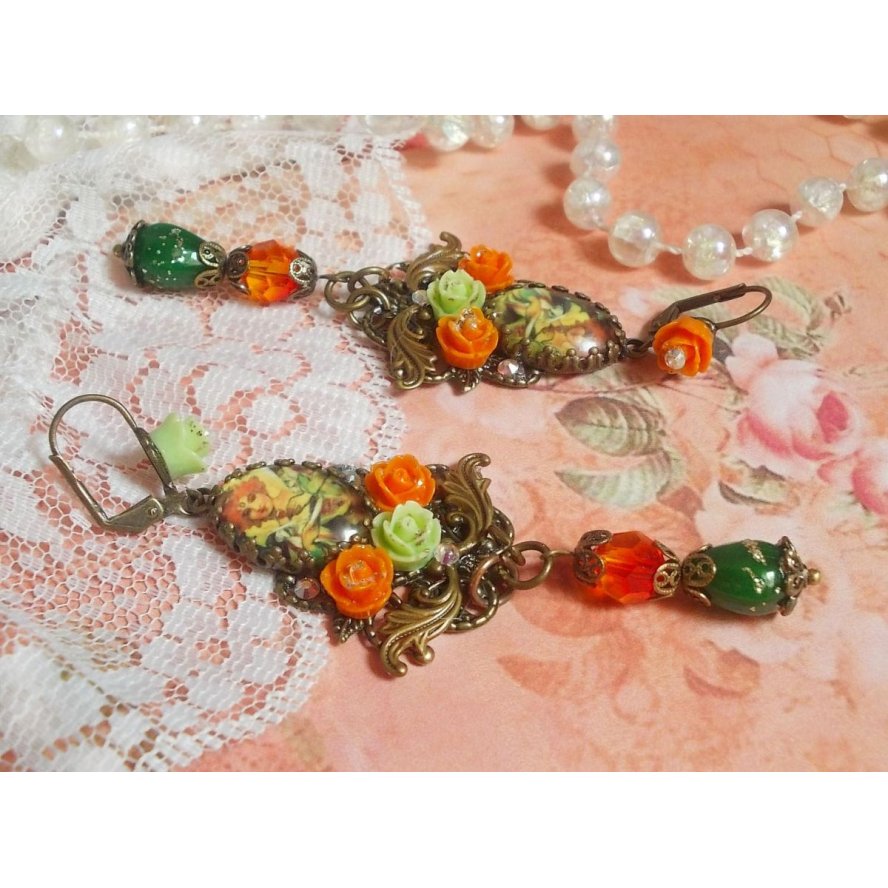 BO Fada Aloés Abóbora criada com cabochons de lupa, rosas de resina e cristais