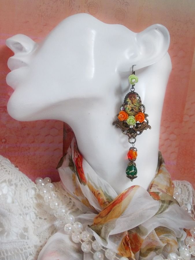 BO Fada Aloés Abóbora criada com cabochons de lupa, rosas de resina e cristais