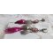 Navajo Fuchsia e Brown BO com contas de vidro, cristais Swarovski e plumas