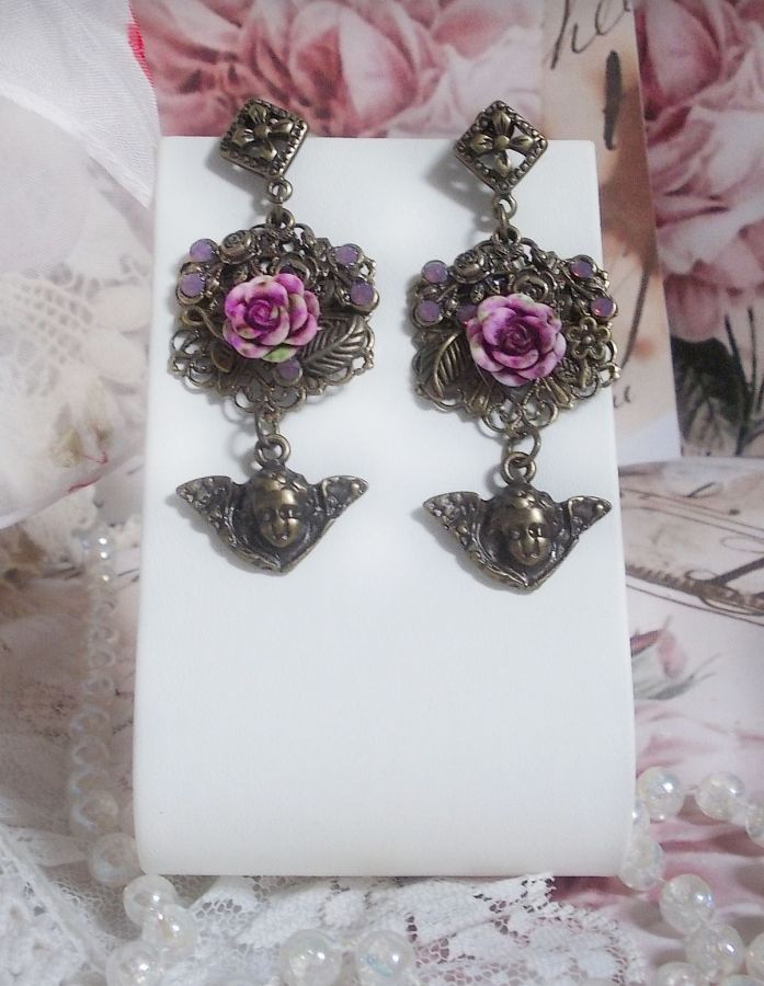 BO Secrets des Angelots criados com rosas de resina, quadros de Angelot, gravuras e cristais