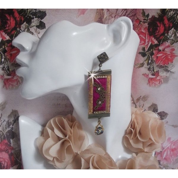 Vintage Arabesque BO criado com tran&ccedil;as de Bordeaux, cristais Swarovski e belos acess&oacute;rios 