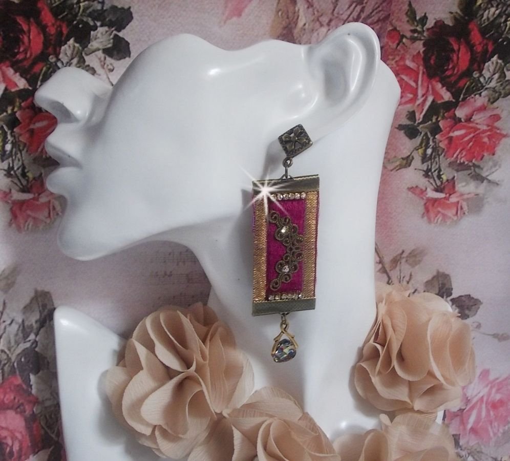 Vintage Arabesque BO criado com tranças de Bordeaux, cristais Swarovski e belos acessórios 