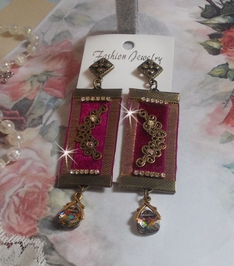 Vintage Arabesque BO criado com tranças de Bordeaux, cristais Swarovski e belos acessórios 