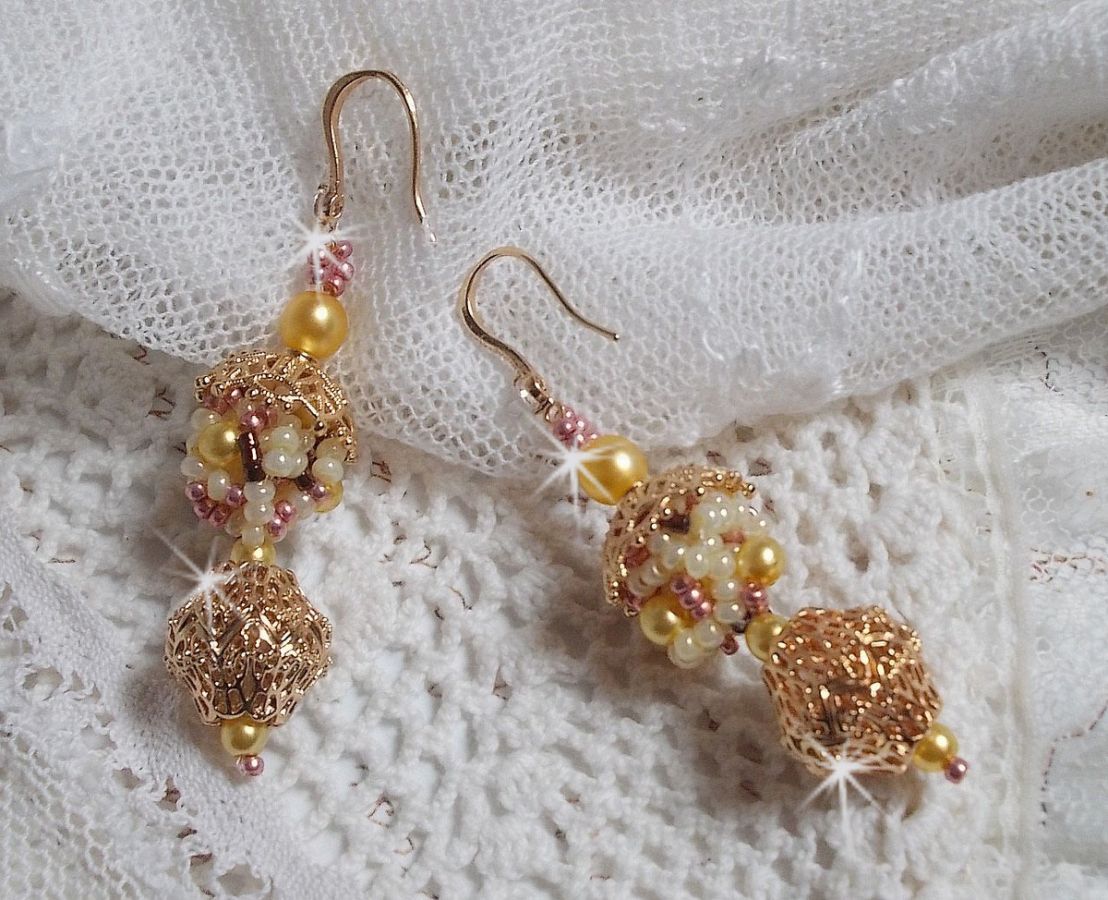 Brincos La Petite Robe Jaune, uma faísca luminosa com estas contas de sementes