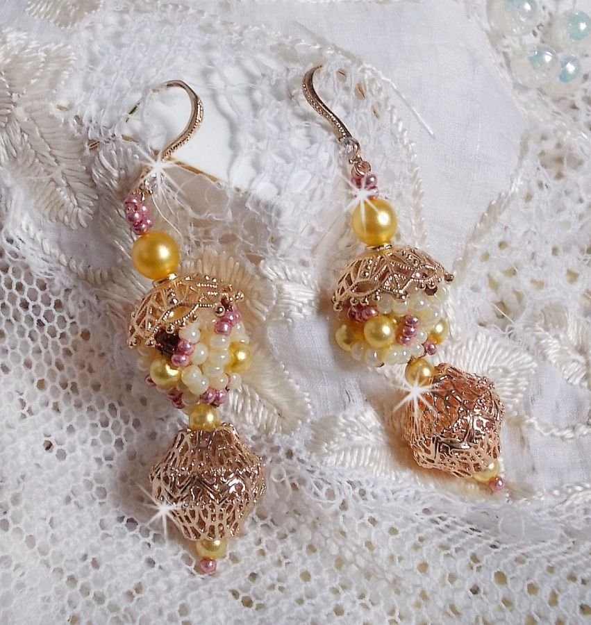 Brincos La Petite Robe Jaune, uma faísca luminosa com estas contas de sementes