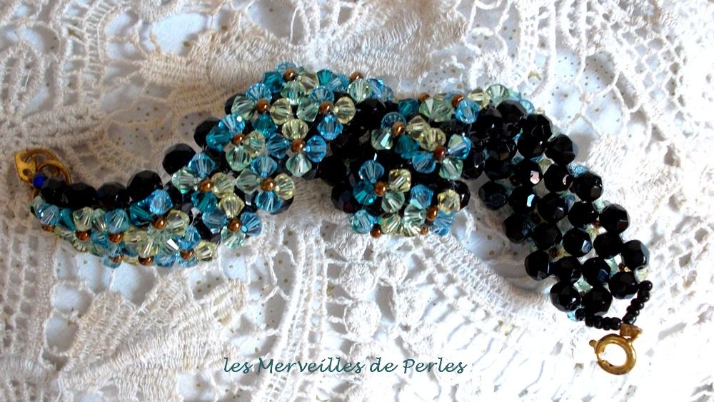 Pulseira Aurora cintilante com facetas pretas e pião colorido em cristal Swarovski