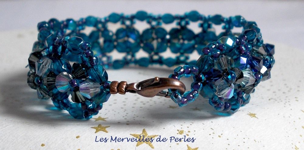 Pulseira Belle de Nuit com facetas de vidro boémio e cristais Swarovski